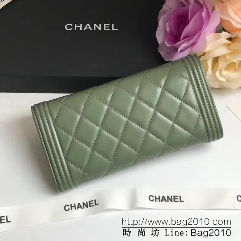 CHANEL香奈兒 新款leboy長款錢包 進口綿羊皮綾格紋 復古金扣 80286  DJC3114